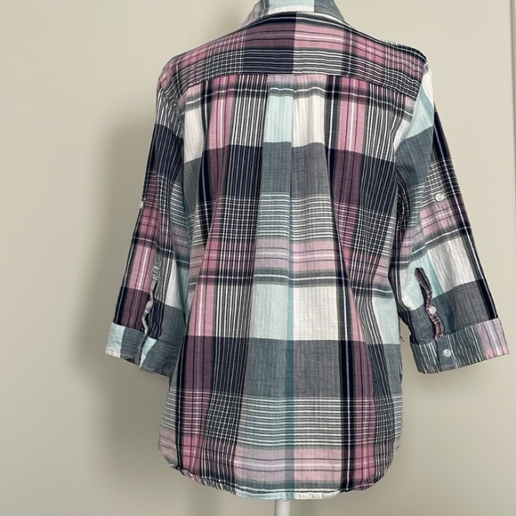 Croft & Barrow 3/4 Sleeve Button Front Blouse - Picture 4 of 6